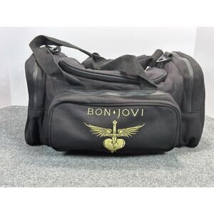 Bon Jovi Carry On Duffle Gym Barrel Bag Embroidered Canvas 16x8x8 With Strap